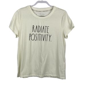 Rae Dunn Radiate Positivity T-Shirt-Pale Yellow Stripe size xl